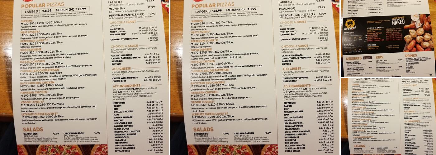 Pizza Hut Menu
