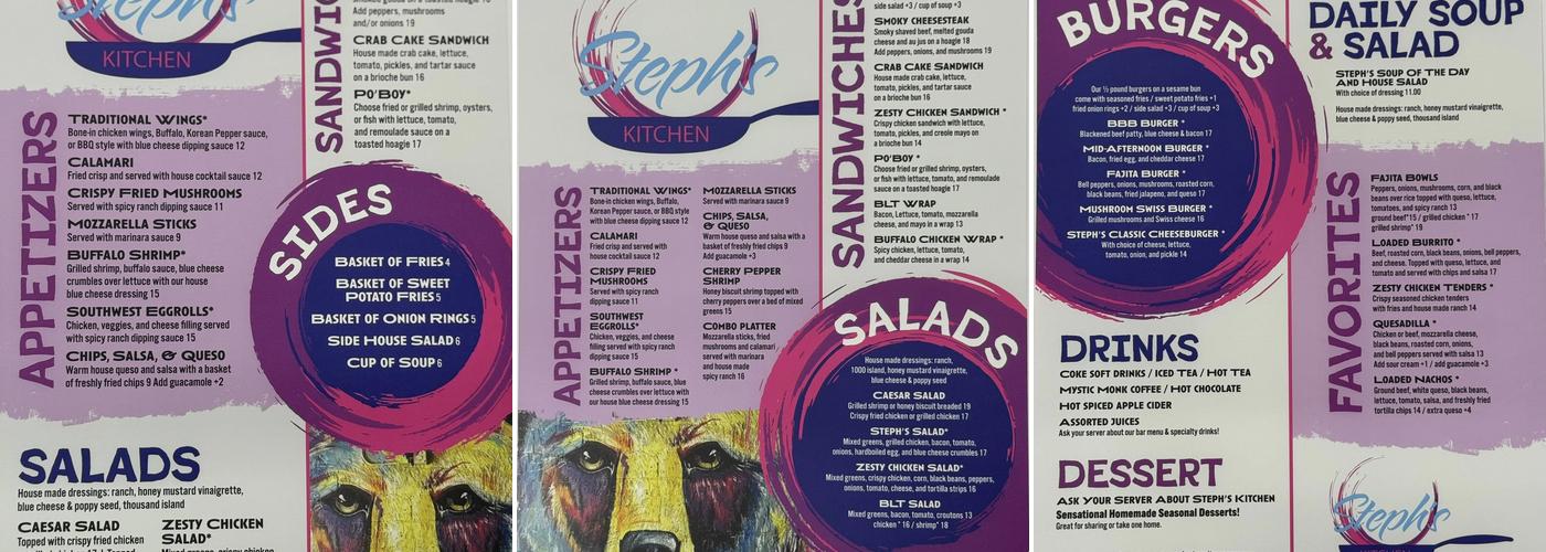 Steph’s Kitchen Menu