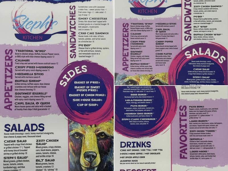 Steph’s Kitchen Menu