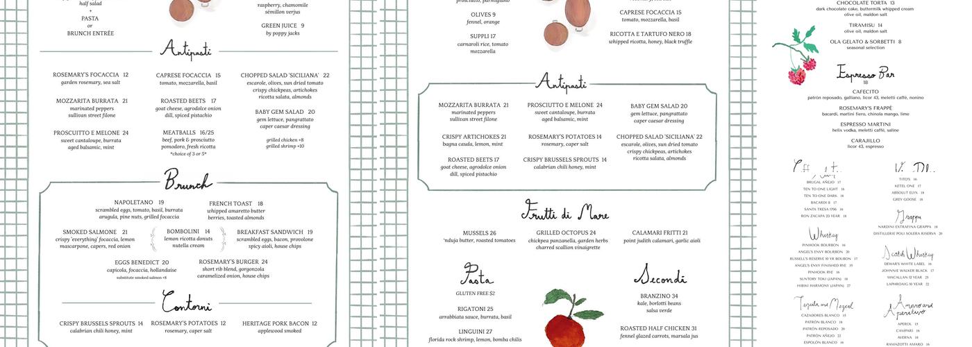 Rosemary's Menu