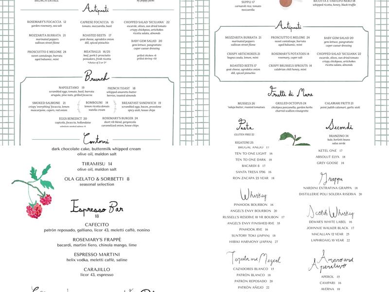 Rosemary's Menu