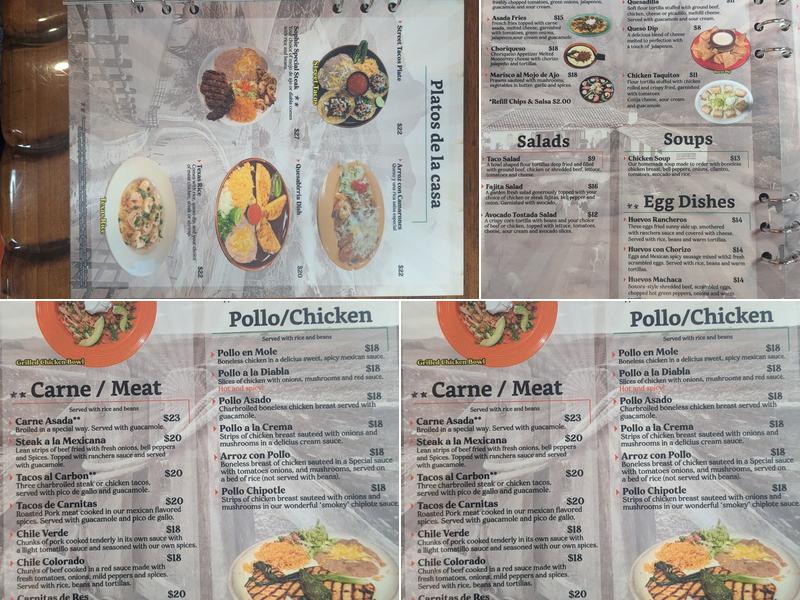 Rancho Chico Menu