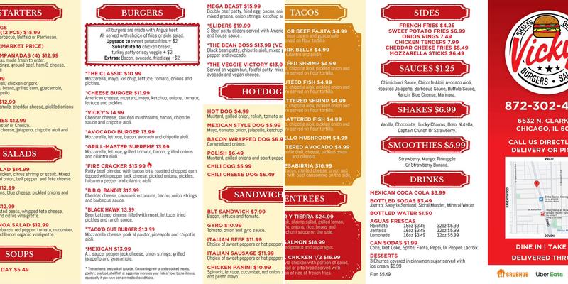Vicky's Restaurant Menu