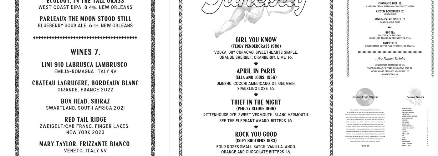 Junebug Menu