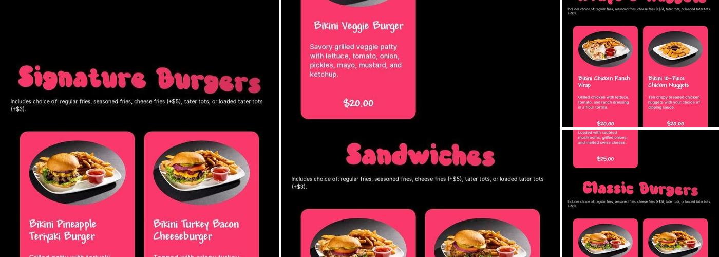 Bikini Burger Menu