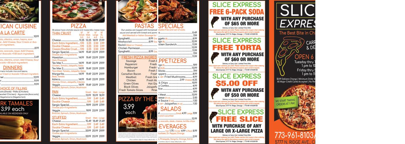 Slice Express Menu