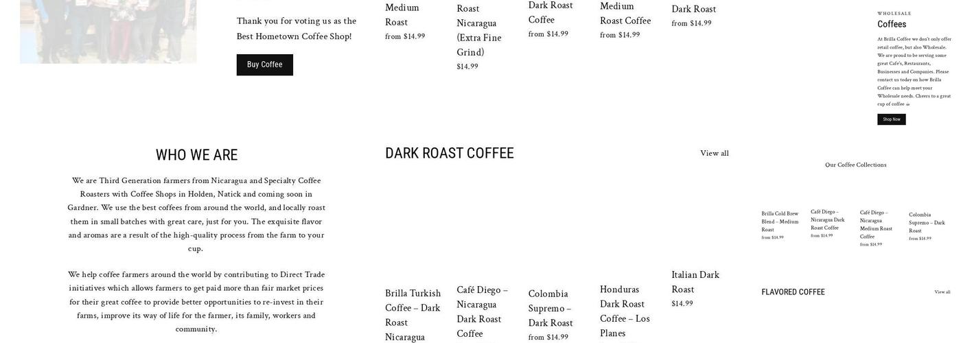 Brilla Coffee - Natick Menu