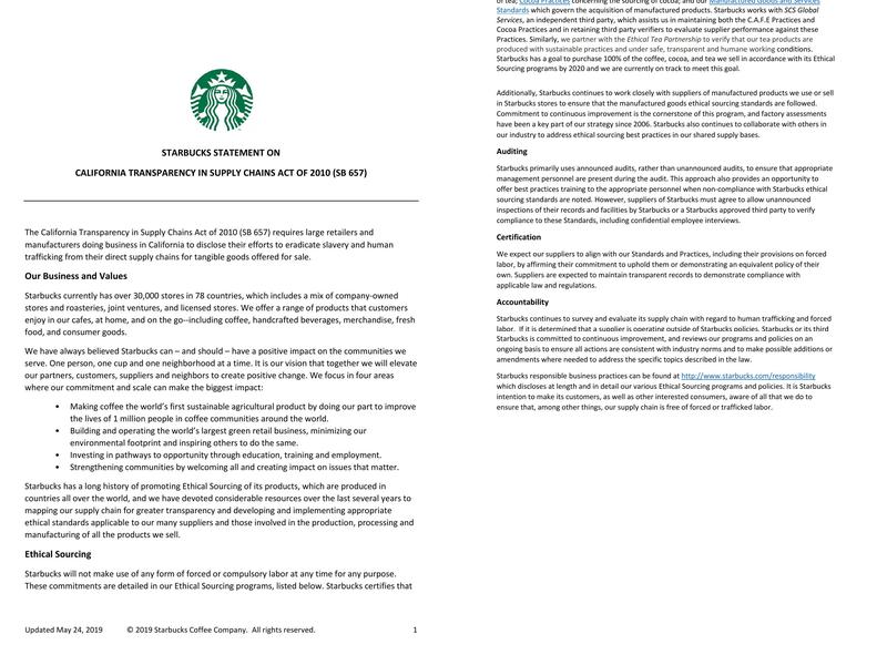 Starbucks Menu