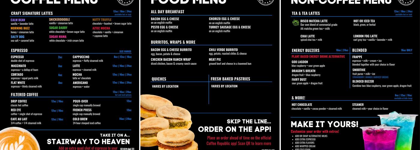 Coffee Republic Menu