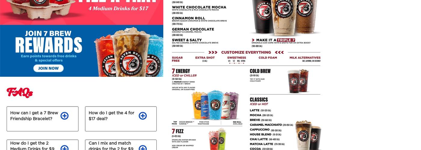 7 Brew Coffee Menu
