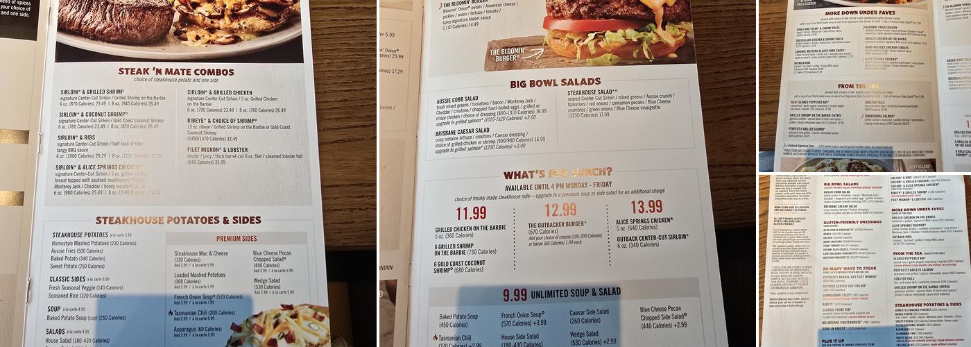 Outback Steakhouse Menu