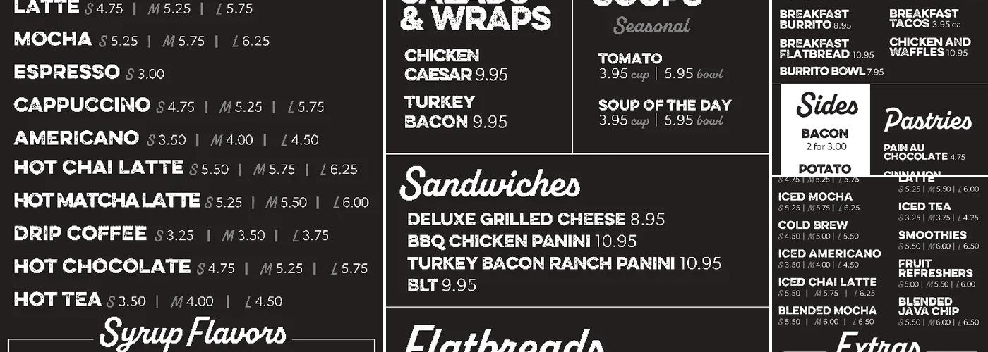 Holy Grounds Coffee Menu