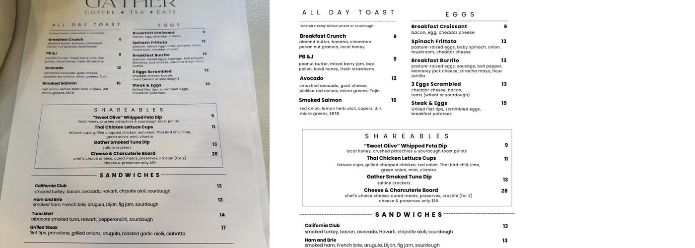 Gather Menu