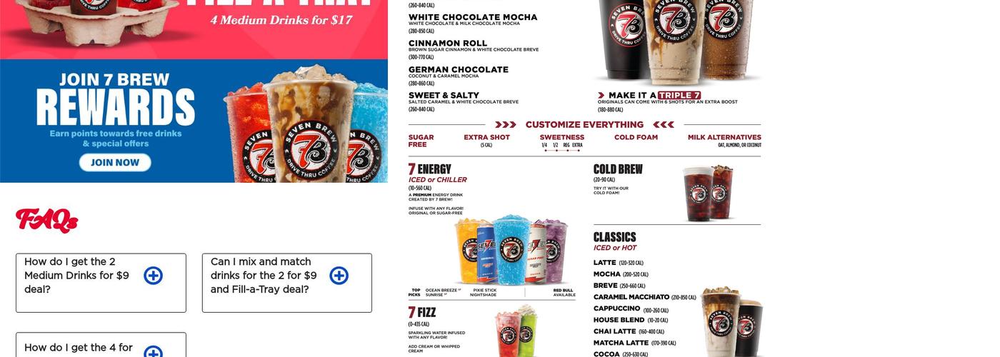 7 Brew Coffee Menu