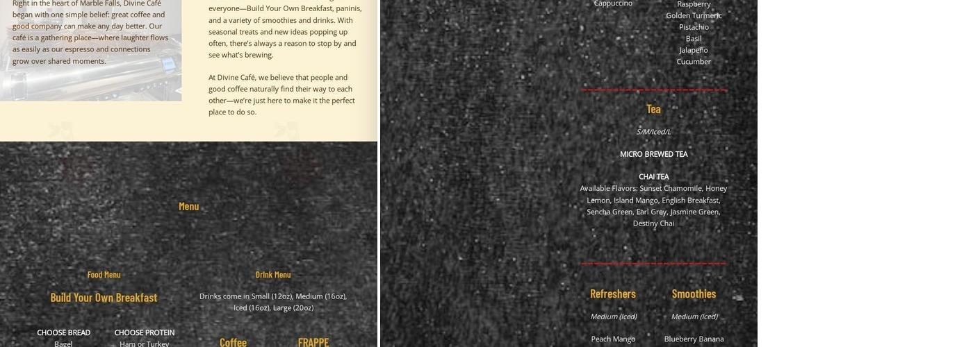 Divine Cafe Menu