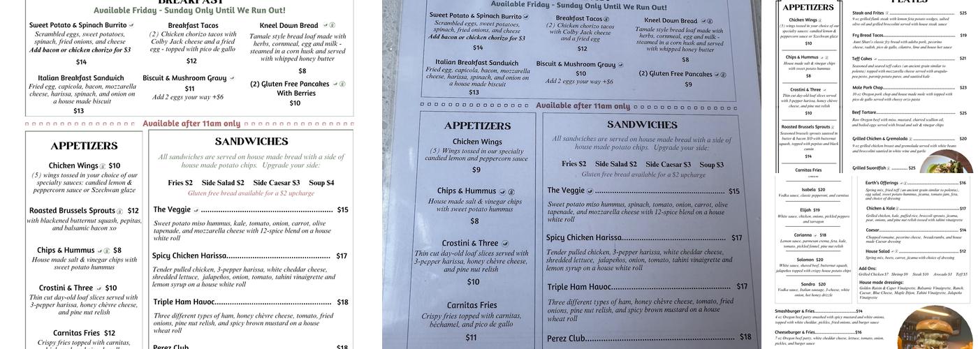 Perez Kitchen & Bar Menu