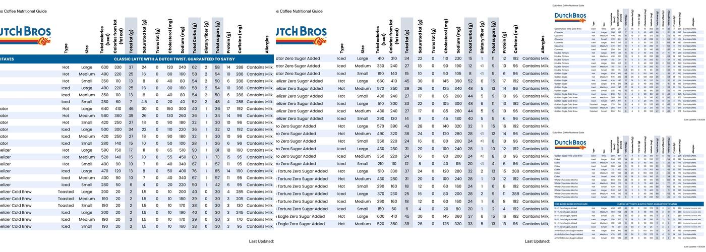 Dutch Bros Coffee Menu