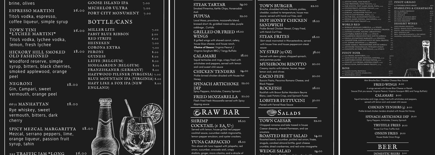 Town Kitchen & Bar Menu