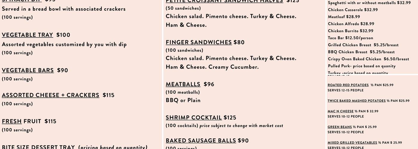 Hamock’s Menu