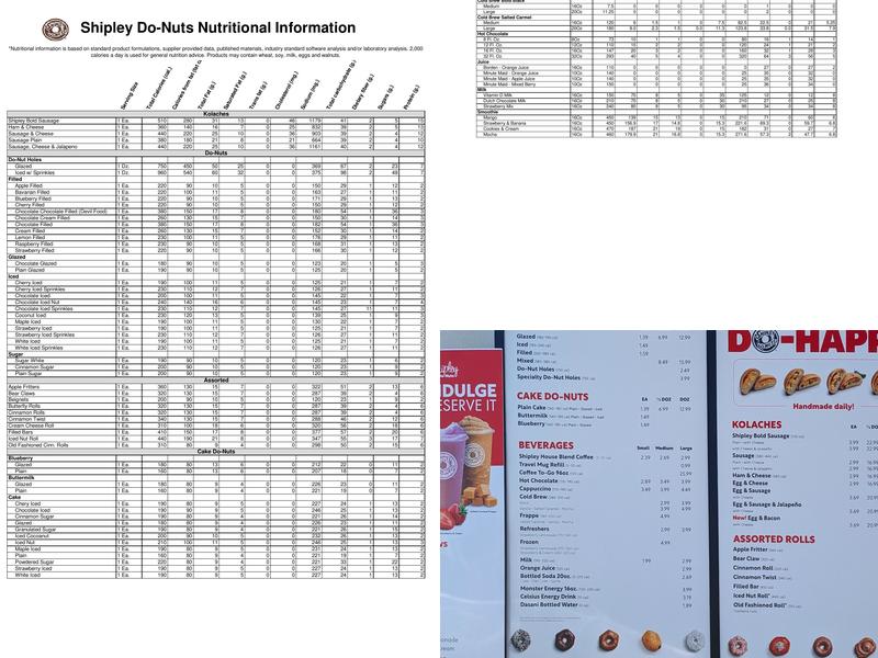 Shipley Do-Nuts Menu