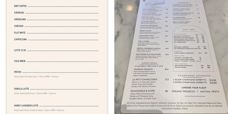 Nectarine Menu