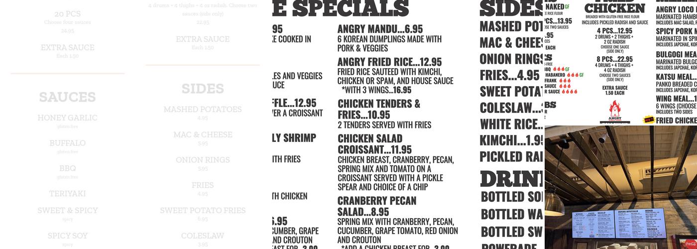 Angry Wings & Things Menu