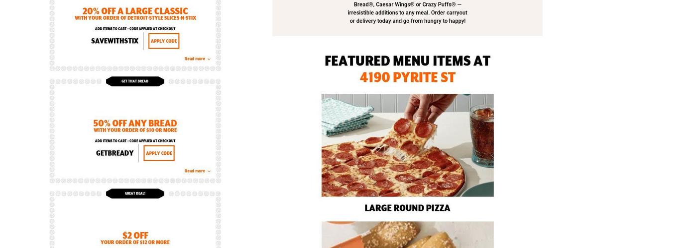 Little Caesars Pizza Menu