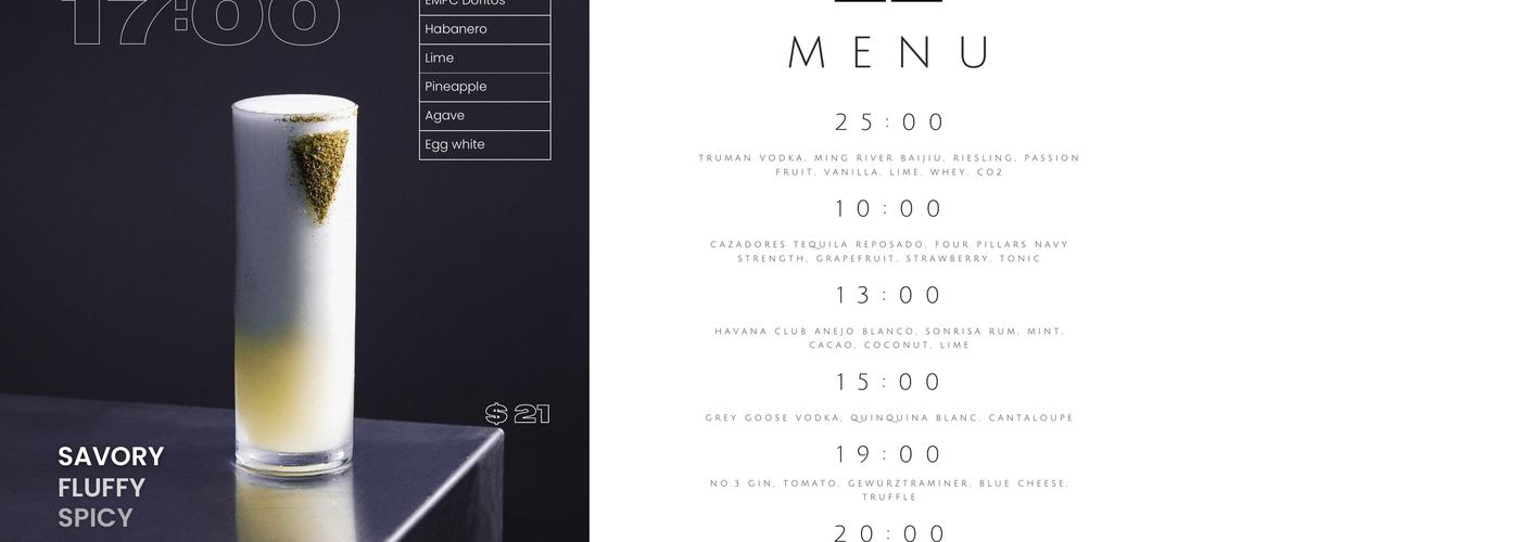 25 HOURS Menu