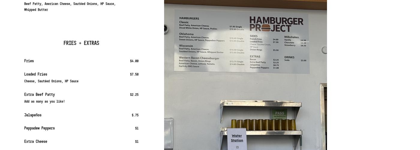 Hamburger Project Menu