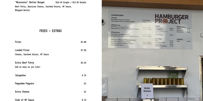 Hamburger Project Menu