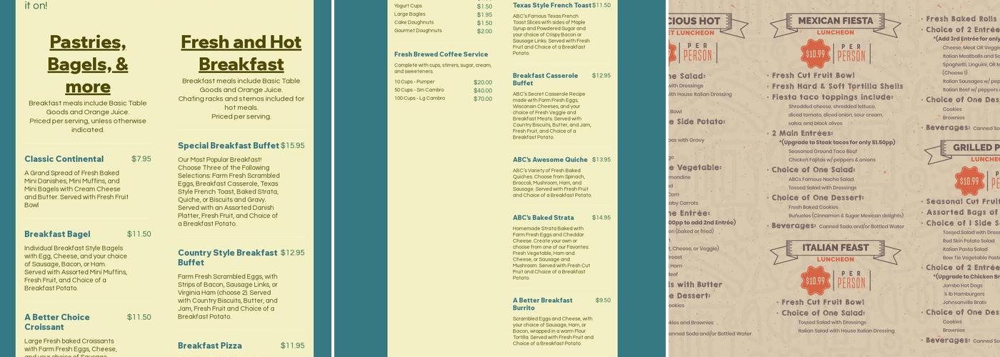 ABC Catering Menu