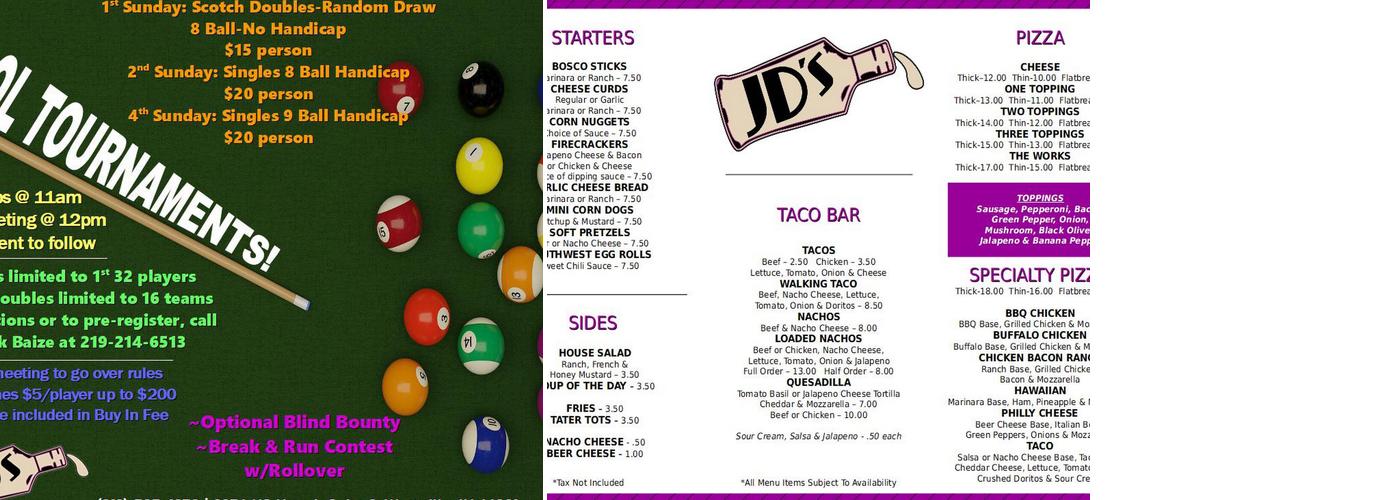 JD's Menu