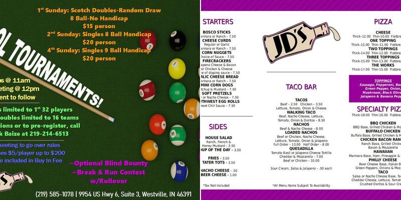 JD's Menu