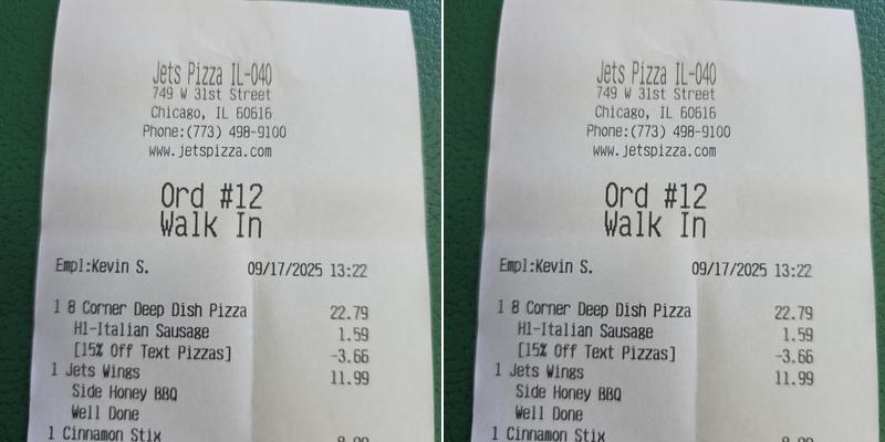 Jet's Pizza Menu