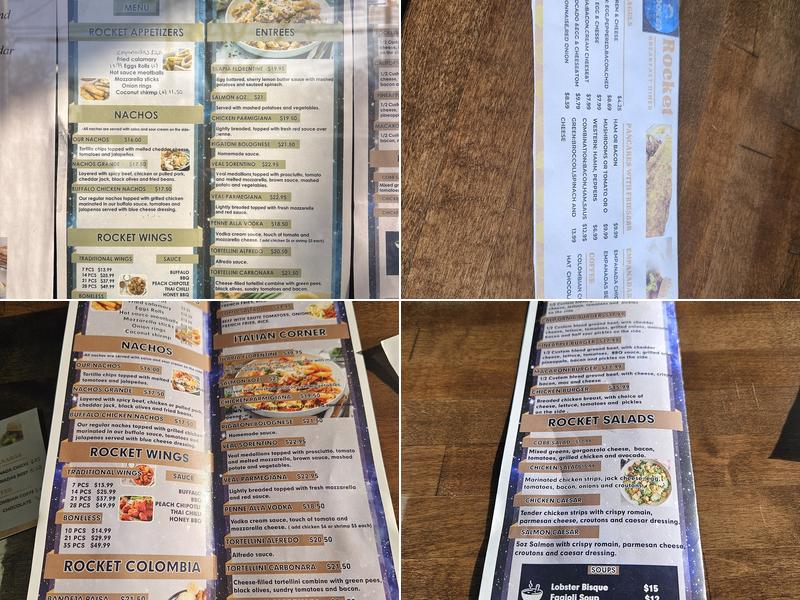 Rocket Cafe Menu