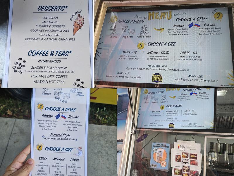 Slader's Alaskan Dumpling Co. Menu