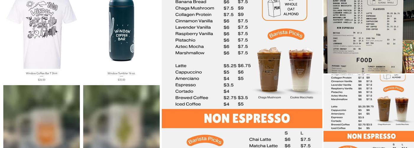 Window Coffee Bar Menu