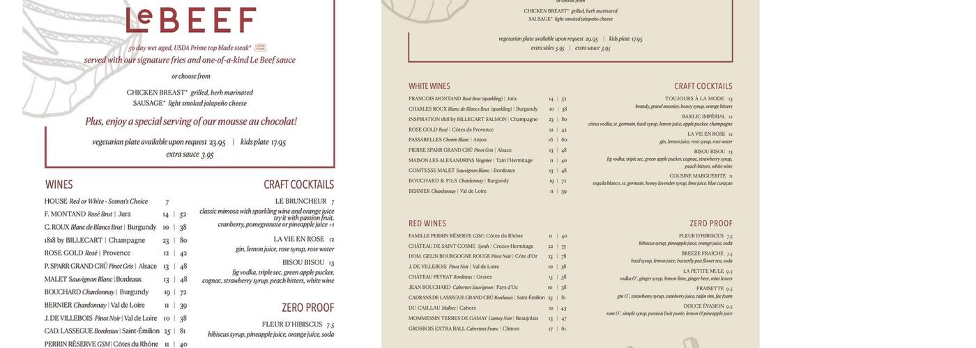 Le BEEF Steak + Frites Menu