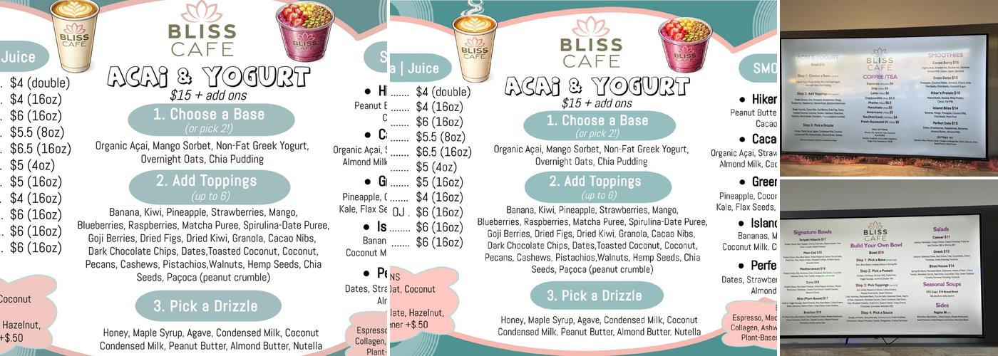 Bliss Cafe Menu