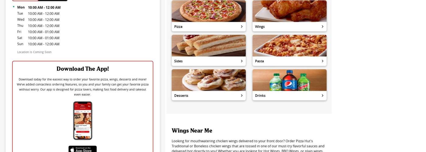 Pizza Hut Menu