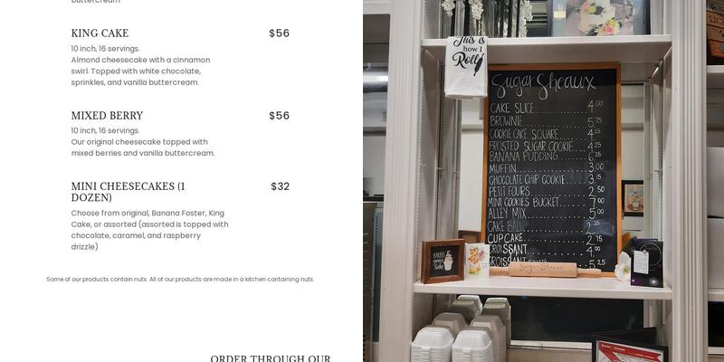Sugar Sheaux Menu