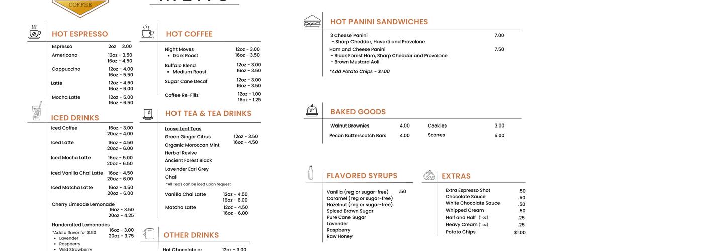 The Buzz Coffee Menu