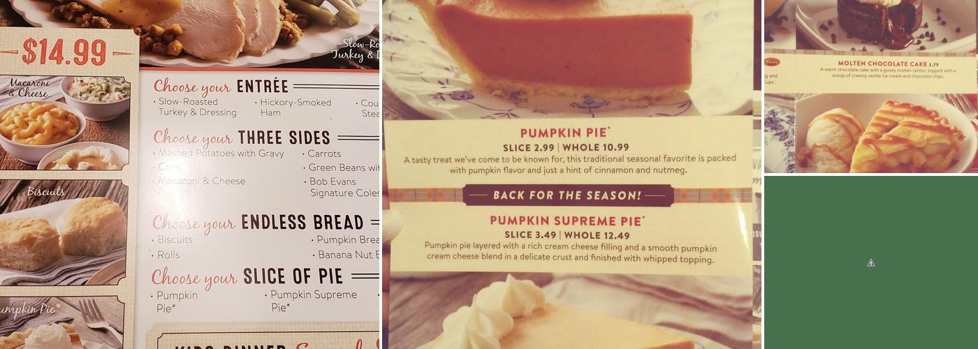 Bob Evans Menu