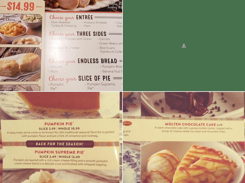 Bob Evans Menu