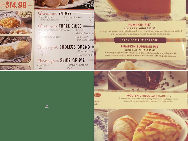 Bob Evans Menu
