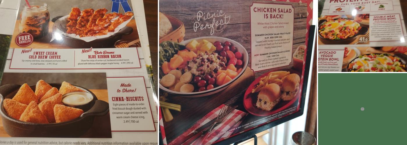 Bob Evans Menu