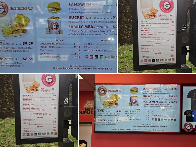 Guthrie's Menu