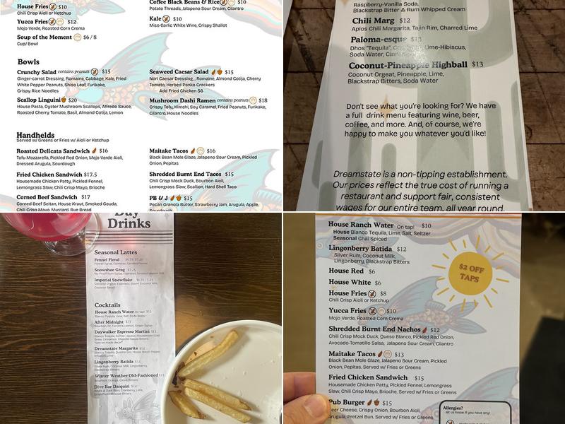 Dreamstate Cafe Menu