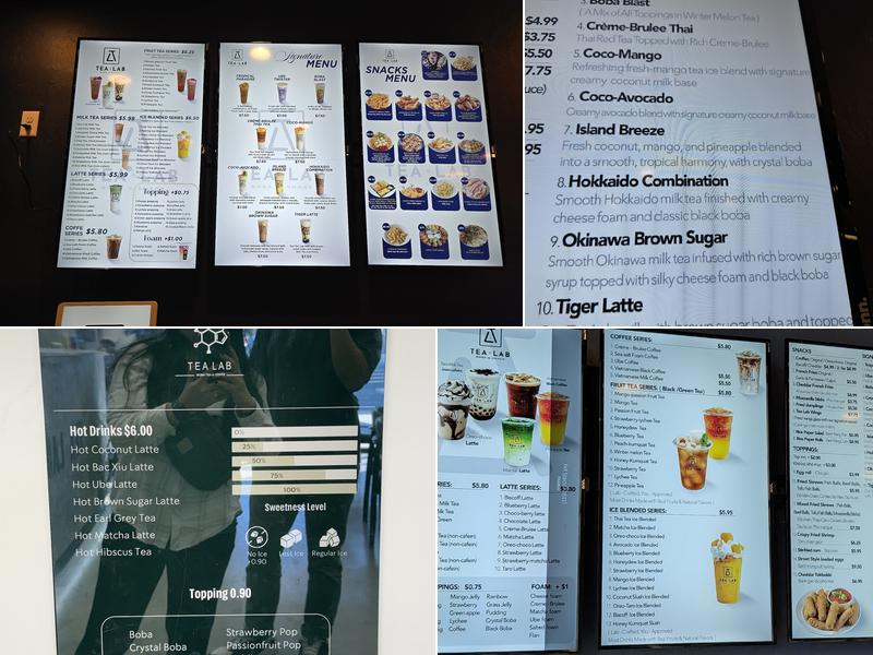 TEA LAB Menu