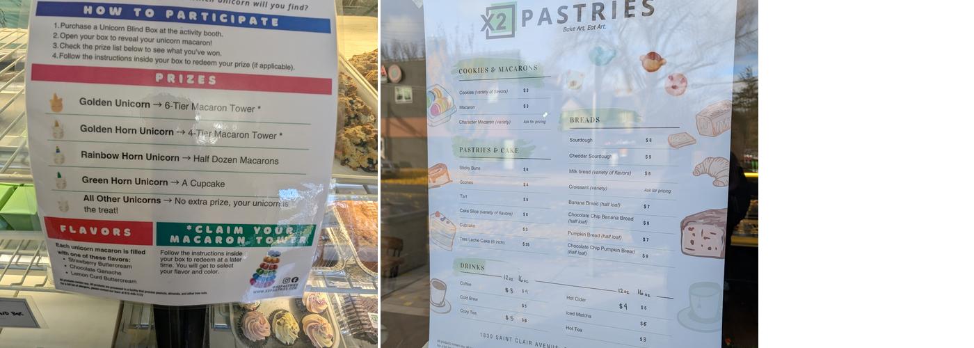 X2 Pastries Menu